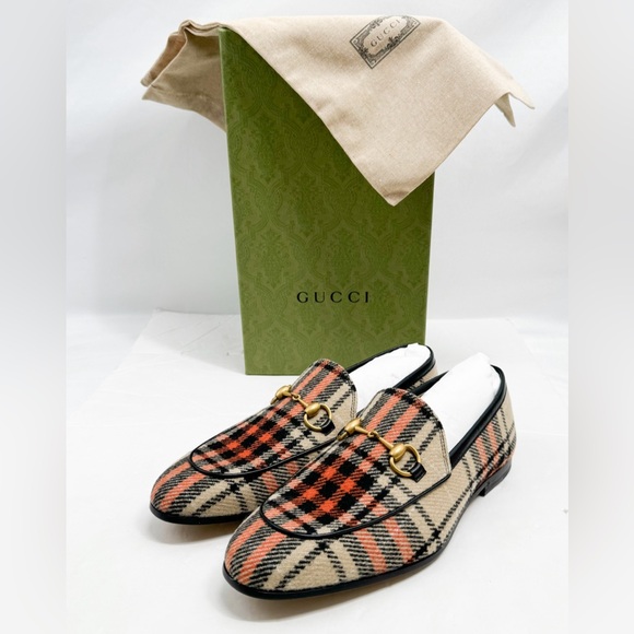 GUCCI TARTAN JORDAAN TWEED HORSEBIT LOAFERS 430088 NEW $920 - Picture 1 of 16